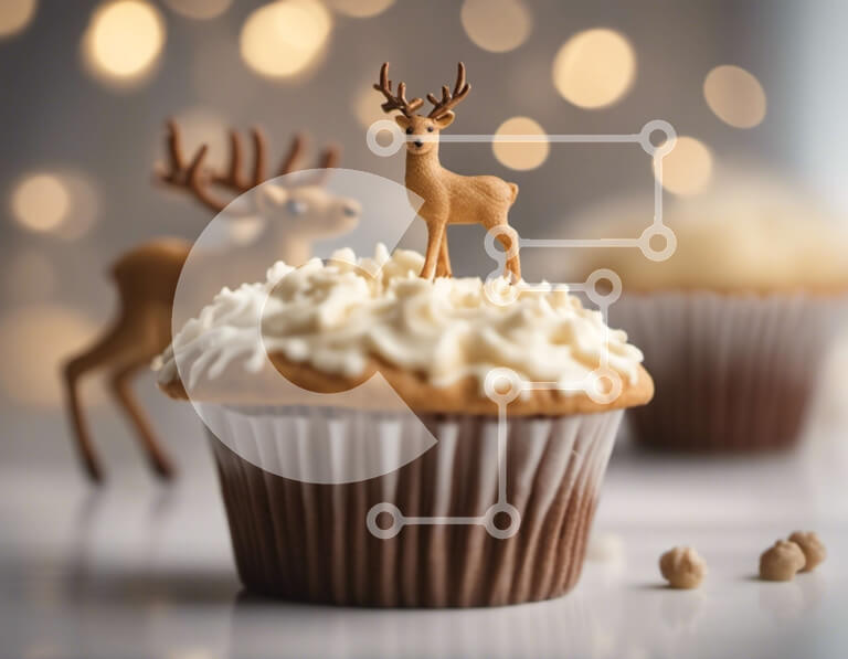 Σετ των 2 Intra Συλλεκτικό Ξύλινο Παζλ Plywood  4mm - Cupcake με ειδώλια ελαφιών και αιθέριο φωτισμό Σε Ξύλινο Κουτί - Διαστάσεις: 10x10 cm – 25 κομμάτια