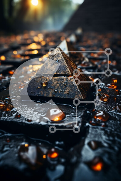 Intra Συλλεκτικό Ξύλινο Παζλ Plywood  4mm - Περίπλοκα γλυπτά σε χρυσές πυραμίδες με σταγονίδια νερού Σε Ξύλινο Κουτί - Διαστάσεις: 10x10 cm – 25 κομμάτια