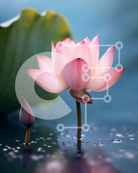 Intra Συλλεκτικό Ξύλινο Παζλ Plywood  4mm - Εκπληκτική εικόνα ενός ροζ λουλουδιού λωτού στο νερό με πράσινα φύλλα στο φόντο Σε Ξύλινο Κουτί - Διαστάσεις: 10x10 cm – 25 κομμάτια