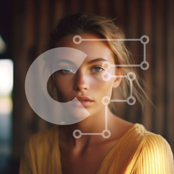 Σετ των 2 Intra Συλλεκτικό Ξύλινο Παζλ Plywood  4mm - Γαλήνια ομορφιά μιας ξανθιάς γυναίκας με κίτρινο πουκάμισο μπροστά από έναν ξύλινο αχυρώνα Σε Ξύλινο Κουτί - Διαστάσεις: 10x10 cm – 25 κομμάτια