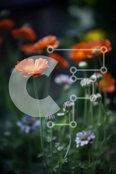 Σετ των 2 Intra Συλλεκτικό Ξύλινο Παζλ Plywood  4mm - Όμορφη εικόνα με πορτοκαλί και λευκά λουλούδια σε έναν κήπο Σε Ξύλινο Κουτί - Διαστάσεις: 10x10 cm – 25 κομμάτια