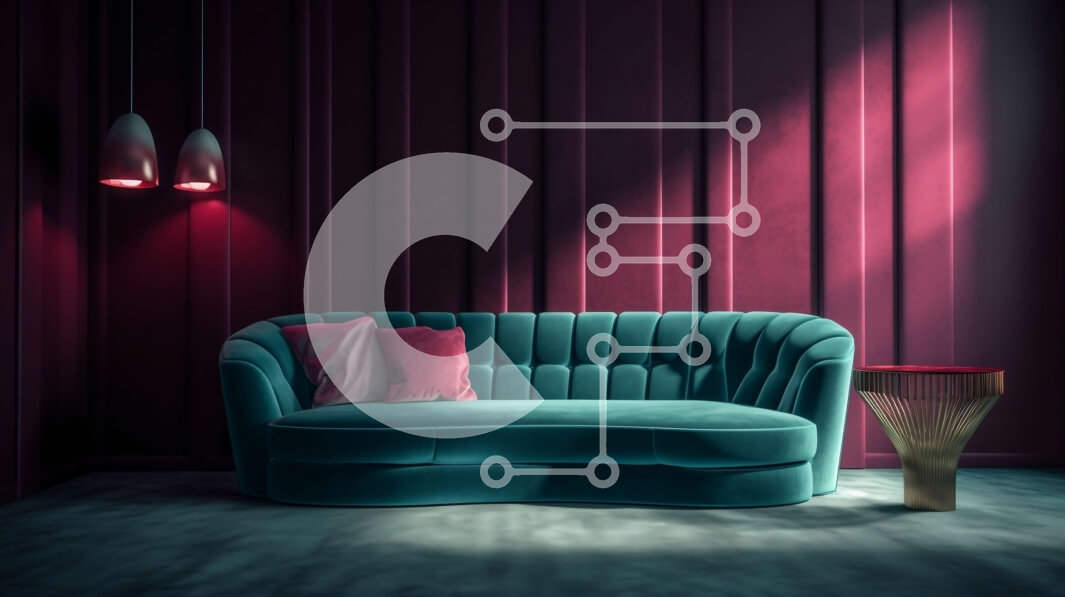 Intra Συλλεκτικό Ξύλινο Παζλ Plywood  4mm - Κομψός μπλε βελούδινος καναπές σε ένα άνετο δωμάτιο Σε Ξύλινο Κουτί - Διαστάσεις Puzzle: 10x10 cm – 25 κομμάτια