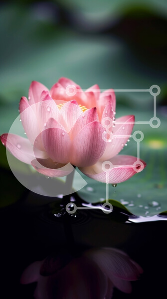 Σετ των 2 Intra Συλλεκτικό Ξύλινο Παζλ Plywood  4mm - Όμορφο ροζ λουλούδι λωτού σε σκοτεινό ακίνητο νερό Σε Ξύλινο Κουτί - Διαστάσεις: 10x10 cm – 25 κομμάτια