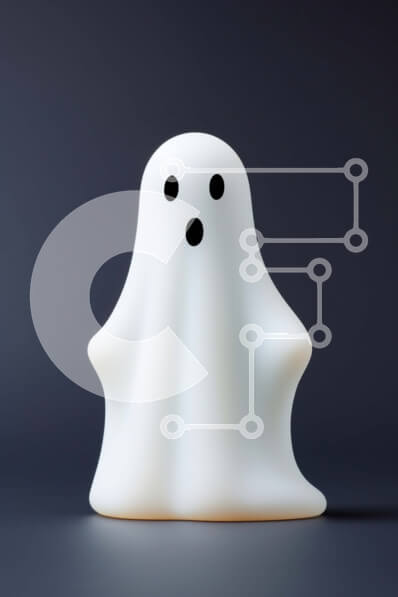 Intra Συλλεκτικό Ξύλινο Παζλ Plywood  4mm - Φωτιστικό σε σχήμα φαντάσματος σε σκούρο φόντο Σε Ξύλινο Κουτί - Διαστάσεις Puzzle: 10x10 cm – 25 κομμάτια