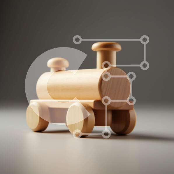 Intra Συλλεκτικό Ξύλινο Παζλ Plywood  4mm - Όμορφη εικόνα ενός ξύλινου τρένου παιχνιδιών σε μια γκρίζα επιφάνεια Σε Ξύλινο Κουτί - Διαστάσεις: 10x10 cm – 25 κομμάτια