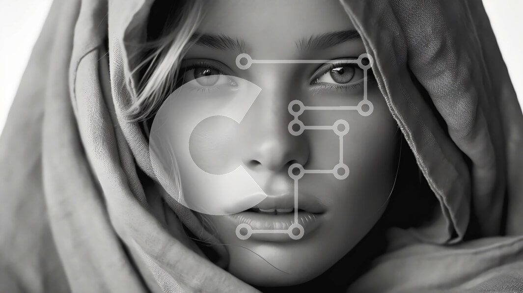 Σετ των 2 Intra Συλλεκτικό Ξύλινο Παζλ Plywood  4mm - Σοβαρή γυναίκα που φοράει πέπλο κοιτάζοντας απευθείας την κάμερα Σε Ξύλινο Κουτί - Διαστάσεις: 10x10 cm – 25 κομμάτια