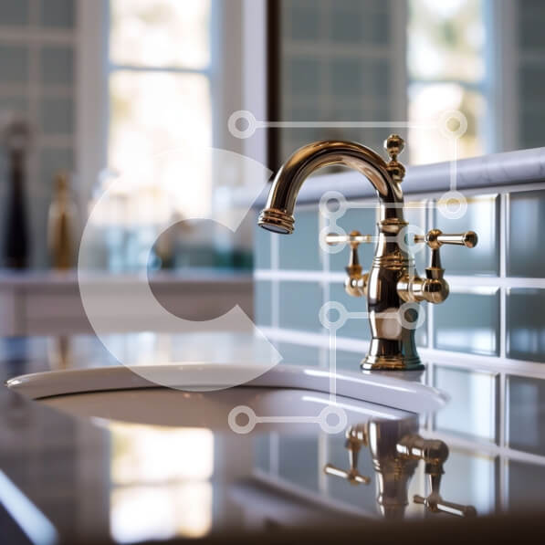 Intra Συλλεκτικό Ξύλινο Παζλ Plywood  4mm - Κομψός νιπτήρας μπάνιου με μαρμάρινη και χρυσή βρύση Σε Ξύλινο Κουτί - Διαστάσεις Puzzle: 10x10 cm – 25 κομμάτια