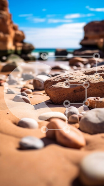 Intra Συλλεκτικό Ξύλινο Παζλ Plywood  4mm - Όμορφη εικόνα μιας βραχώδης παραλίας με καταγάλανα νερά και συννεφιασμένο ουρανό Σε Ξύλινο Κουτί - Διαστάσεις Puzzle: 10x10 cm – 25 κομμάτια