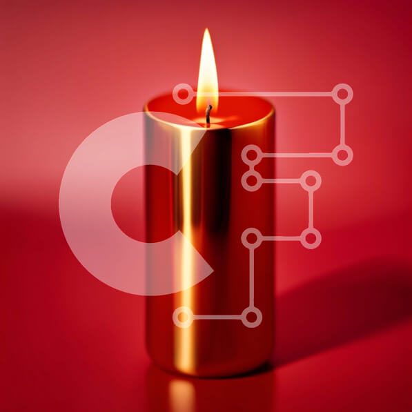 Intra Συλλεκτικό Ξύλινο Παζλ Plywood  4mm - Όμορφη εικόνα ενός κόκκινου κεριού σε μια κόκκινη επιφάνεια Σε Ξύλινο Κουτί - Διαστάσεις: 10x10 cm – 25 κομμάτια