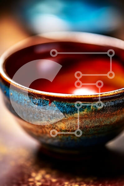 Intra Συλλεκτικό Ξύλινο Παζλ Plywood  4mm - Πολύχρωμο κεραμικό μπολ με γυαλιστερό φινίρισμα σε ξύλινο τραπέζι Σε Ξύλινο Κουτί - Διαστάσεις: 10x10 cm – 25 κομμάτια