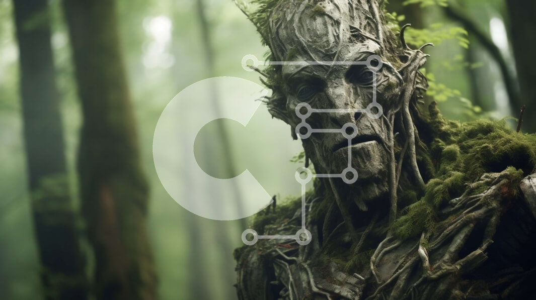 Intra Συλλεκτικό Ξύλινο Παζλ Plywood  4mm - Απόκοσμη και μυστικιστική κινηματογράφηση σε πρώτο πλάνο ενός αρχαίου κορμού δέντρου με βρύα και λειχήνες Σε Ξύλινο Κουτί - Διαστάσεις: 10x10 cm – 25 κομμάτια