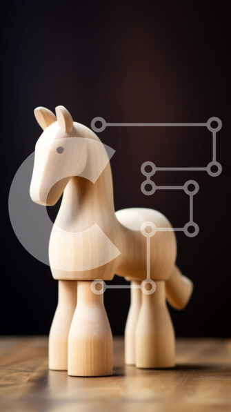 Intra Συλλεκτικό Ξύλινο Παζλ Plywood  4mm - Όμορφη εικόνα ενός ξύλινου παιχνιδιού αλόγων σε ένα ξύλινο τραπέζι Σε Ξύλινο Κουτί - Διαστάσεις: 10x10 cm – 25 κομμάτια