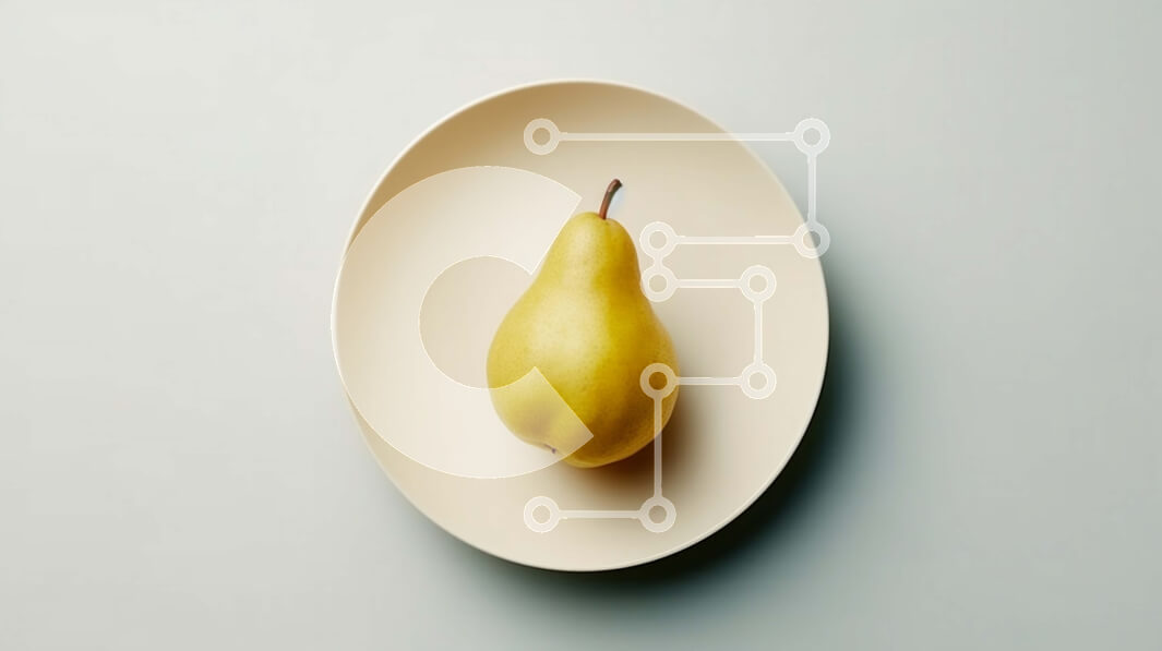 Σετ των 2 Intra Συλλεκτικό Ξύλινο Παζλ Plywood  4mm - Ενιαίο αχλάδι σε ένα λευκό πιάτο Σε Ξύλινο Κουτί - Διαστάσεις: 10x10 cm – 25 κομμάτια