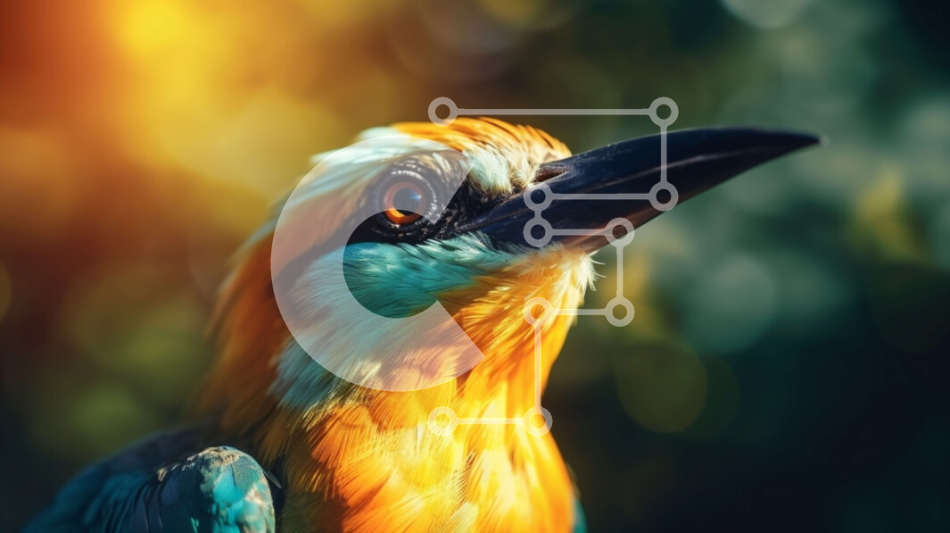 Σετ των 2 Intra Συλλεκτικό Ξύλινο Παζλ Plywood  4mm - Κοντινό πλάνο ενός πολύχρωμου πουλιού Σε Ξύλινο Κουτί - Διαστάσεις: 10x10 cm – 25 κομμάτια