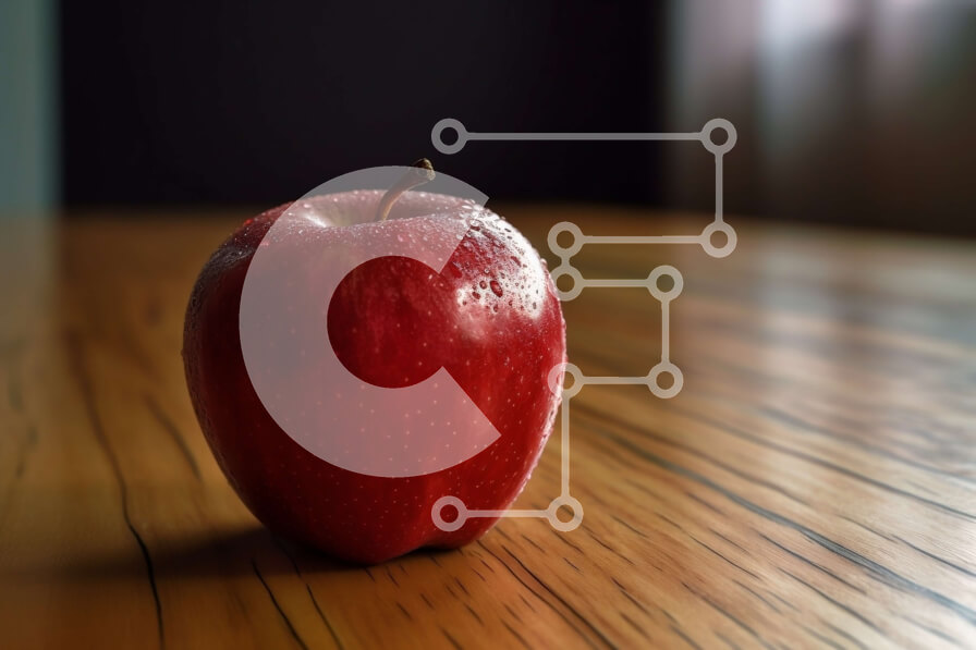 Σετ των 2 Intra Συλλεκτικό Ξύλινο Παζλ Plywood  4mm - Φρέσκο ​​κόκκινο μήλο σε ένα ξύλινο τραπέζι μπροστά από ένα παράθυρο Σε Ξύλινο Κουτί - Διαστάσεις: 10x10 cm – 25 κομμάτια