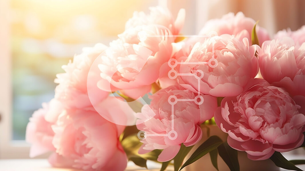 Intra Συλλεκτικό Ξύλινο Παζλ Plywood  4mm - Φρέσκες ροζ παιώνιες σε ένα βάζο σε ένα ανοιχτό παράθυρο Σε Ξύλινο Κουτί - Διαστάσεις: 10x10 cm – 25 κομμάτια