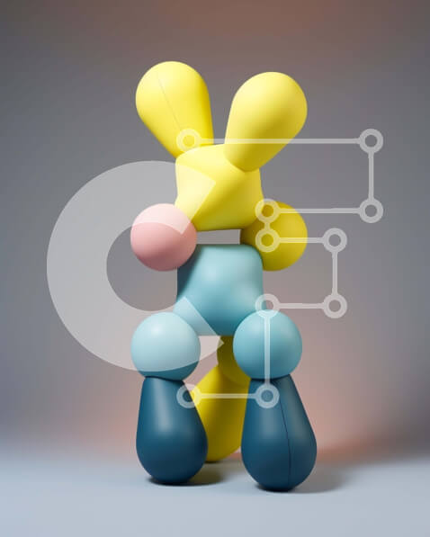 Intra Συλλεκτικό Ξύλινο Παζλ Plywood  4mm - Πολύχρωμο αφηρημένο γλυπτό κουνελιών Σε Ξύλινο Κουτί - Διαστάσεις: 10x10 cm – 25 κομμάτια