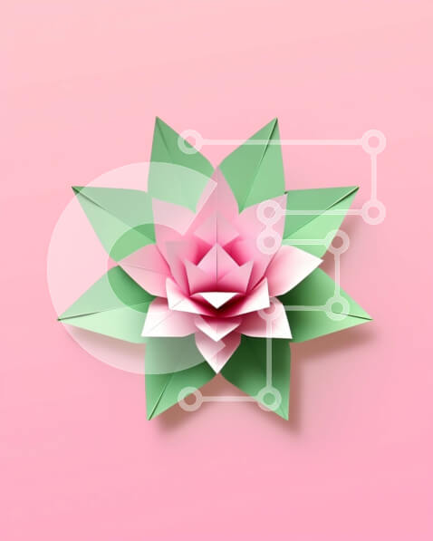 Intra Συλλεκτικό Ξύλινο Παζλ Plywood  4mm - Περίπλοκη χάρτινη κοπή ενός ροζ λουλουδιού λωτού Σε Ξύλινο Κουτί - Διαστάσεις Puzzle: 10x10 cm – 25 κομμάτια