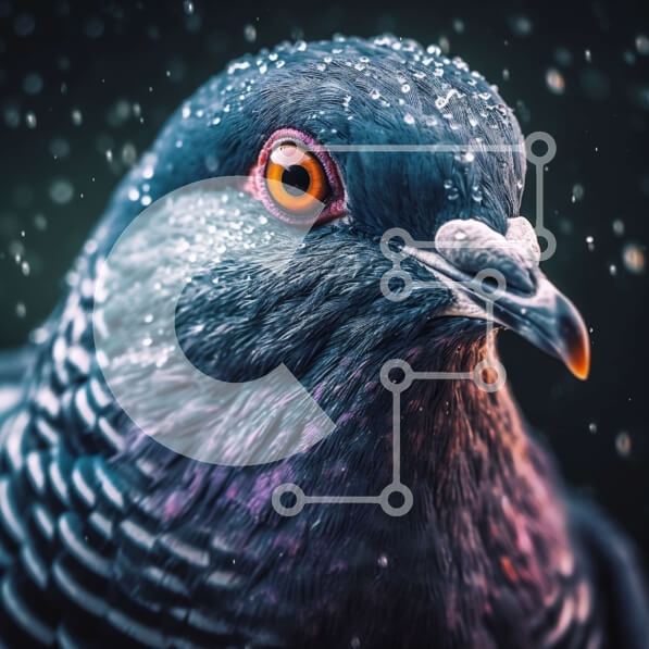 Intra Συλλεκτικό Ξύλινο Παζλ Plywood  4mm - Όμορφη κινηματογράφηση σε πρώτο πλάνο του προσώπου ενός περιστεριού με σταγόνες νερού στα φτερά του Σε Ξύλινο Κουτί - Διαστάσεις: 10x10 cm – 25 κομμάτια