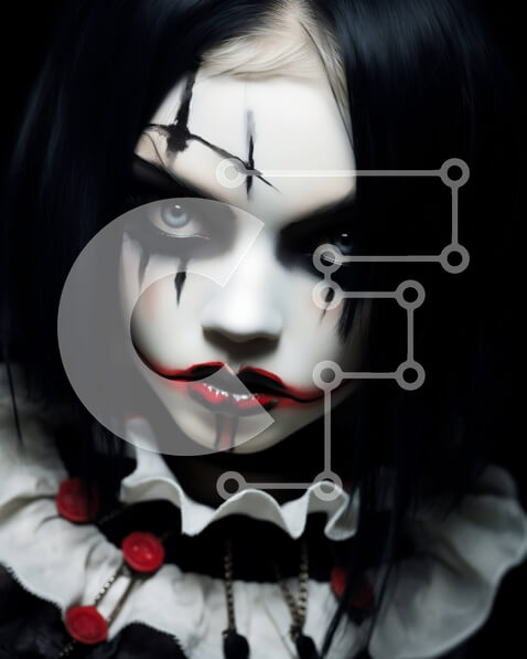 Intra Συλλεκτικό Ξύλινο Παζλ Plywood  4mm - Ανατριχιαστικό σκοτεινό μακιγιάζ σε μια νεαρή γυναίκα Σε Ξύλινο Κουτί - Διαστάσεις Puzzle: 10x10 cm – 25 κομμάτια