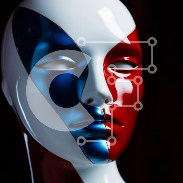 Σετ των 2 Intra Συλλεκτικό Ξύλινο Παζλ Plywood  4mm - Μανεκέν που φορά κόκκινο, λευκό και μπλε χρώμα προσώπου Σε Ξύλινο Κουτί - Διαστάσεις: 10x10 cm – 25 κομμάτια