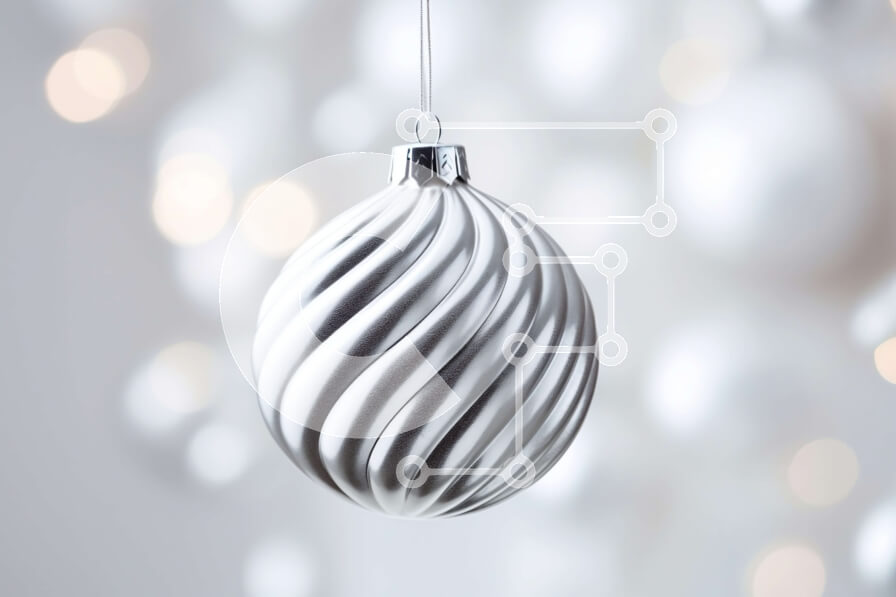 Intra Συλλεκτικό Ξύλινο Παζλ Plywood  4mm - Στολίδι ασημένια μπάλα με κομφετί και πολύχρωμα φωτάκια Σε Ξύλινο Κουτί - Διαστάσεις: 10x10 cm – 25 κομμάτια