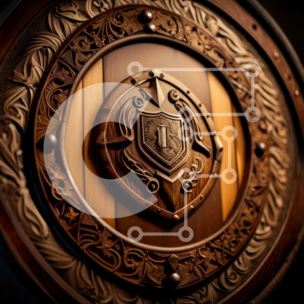 Intra Συλλεκτικό Ξύλινο Παζλ Plywood  4mm - Λεπτομερής Ξύλινη Ασπίδα Ιππότη με κράνος, σπαθί και σκαλίσματα ασπίδας Σε Ξύλινο Κουτί - Διαστάσεις Puzzle: 10x10 cm – 25 κομμάτια