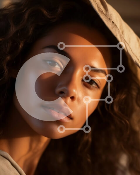 Intra Συλλεκτικό Ξύλινο Παζλ Plywood  4mm - Πορτρέτο μιας σοβαρής γυναίκας με σγουρά μαλλιά και καφέ καπέλο Σε Ξύλινο Κουτί - Διαστάσεις Puzzle: 10x10 cm – 25 κομμάτια