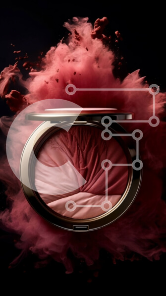 Intra Συλλεκτικό Ξύλινο Παζλ Plywood  4mm - Όμορφο γυναικείο πρόσωπο με ροζ ρουζ σε μαύρο φόντο Σε Ξύλινο Κουτί - Διαστάσεις Puzzle: 10x10 cm – 25 κομμάτια