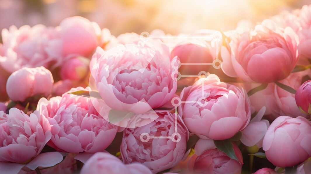 Intra Συλλεκτικό Ξύλινο Παζλ Plywood  4mm - Μπουκέτο με ροζ παιώνιες σε πλήρη άνθιση με το φως του ήλιου Σε Ξύλινο Κουτί - Διαστάσεις: 10x10 cm – 25 κομμάτια