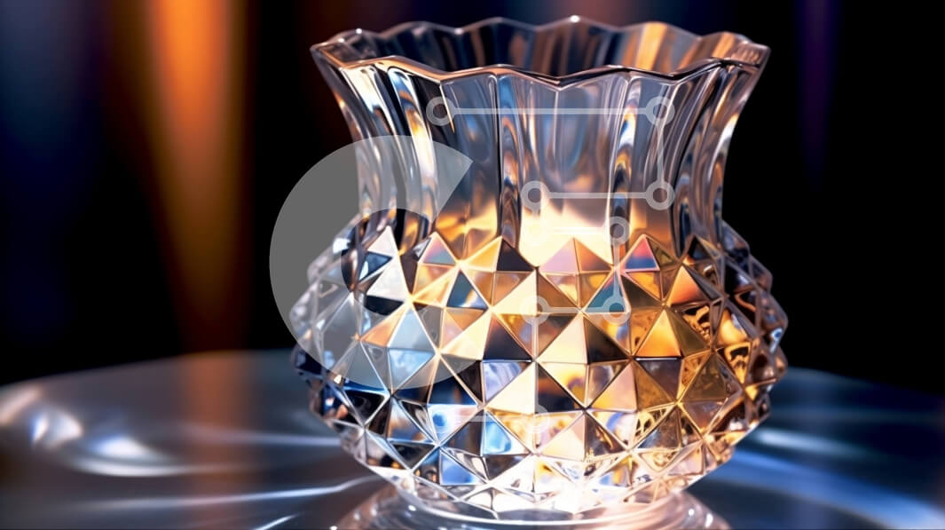 Intra Συλλεκτικό Ξύλινο Παζλ Plywood  4mm - Όμορφη εικόνα ενός διαφανούς γυάλινου βάζου με τριγωνικό σχέδιο σε ανακλαστική επιφάνεια Σε Ξύλινο Κουτί - Διαστάσεις: 10x10 cm – 25 κομμάτια