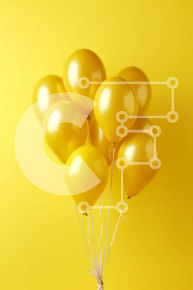 Intra Συλλεκτικό Ξύλινο Παζλ Plywood  4mm - Πολύχρωμο μάτσο κίτρινα μπαλόνια που επιπλέουν στον ουρανό Σε Ξύλινο Κουτί - Διαστάσεις: 10x10 cm – 25 κομμάτια