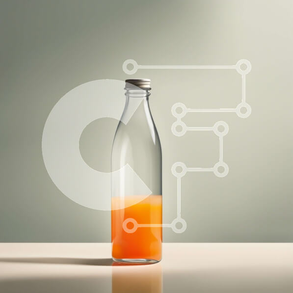 Σετ των 2 Intra Συλλεκτικό Ξύλινο Παζλ Plywood  4mm - Δροσιστικό γυάλινο μπουκάλι χυμό πορτοκαλιού σε ένα τραπέζι Σε Ξύλινο Κουτί - Διαστάσεις: 10x10 cm – 25 κομμάτια