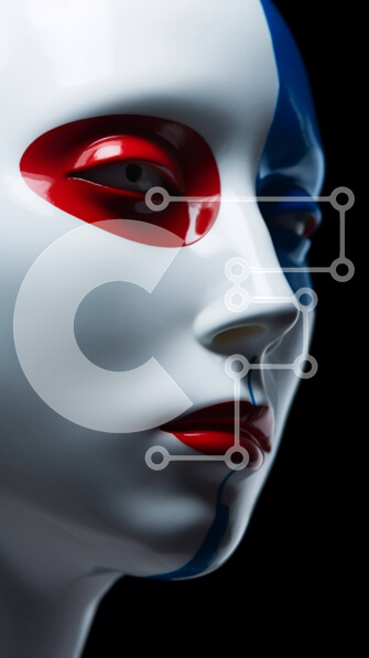 Intra Συλλεκτικό Ξύλινο Παζλ Plywood  4mm - Μακιγιάζ με γαλλική σημαία στο μανεκέν Σε Ξύλινο Κουτί - Διαστάσεις Puzzle: 10x10 cm – 25 κομμάτια