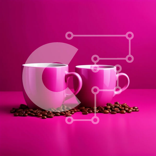 Σετ των 2 Intra Συλλεκτικό Ξύλινο Παζλ Plywood  4mm - Κομψές και ζωηρές ροζ κούπες καφέ γεμάτες με φρέσκους κόκκους καφέ Σε Ξύλινο Κουτί - Διαστάσεις: 10x10 cm – 25 κομμάτια