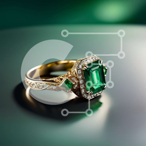 Σετ των 2 Intra Συλλεκτικό Ξύλινο Παζλ Plywood  4mm - Εκπληκτικό πράσινο σμαραγδένιο δαχτυλίδι με περίπλοκες λεπτομέρειες μπάντας Σε Ξύλινο Κουτί - Διαστάσεις: 10x10 cm – 25 κομμάτια