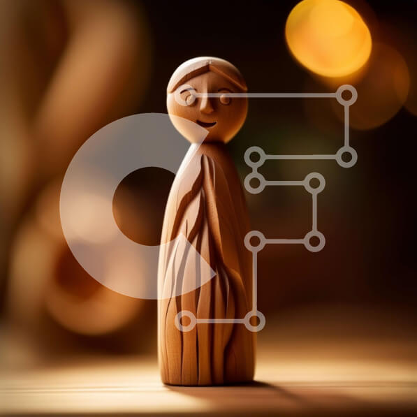 Intra Συλλεκτικό Ξύλινο Παζλ Plywood  4mm - Όμορφο γαλήνιο ξύλινο άγαλμα μιας γυναίκας Σε Ξύλινο Κουτί - Διαστάσεις Puzzle: 10x10 cm – 25 κομμάτια