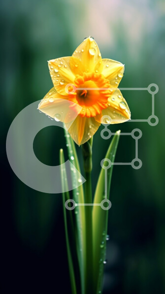 Σετ των 2 Intra Συλλεκτικό Ξύλινο Παζλ Plywood  4mm - Κοντινό πλάνο ενός κίτρινου λουλουδιού ασφόδελου με σταγονίδια νερού στα πέταλα Σε Ξύλινο Κουτί - Διαστάσεις: 10x10 cm – 25 κομμάτια