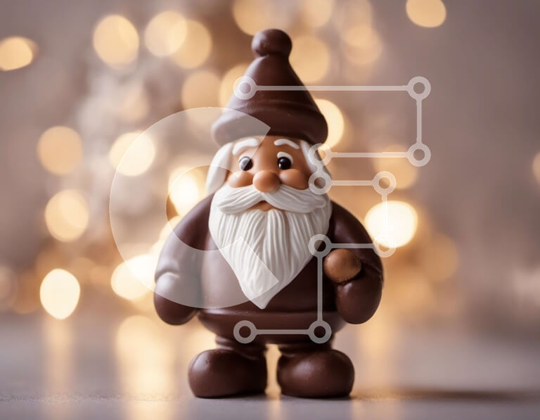 Intra Συλλεκτικό Ξύλινο Παζλ Plywood  4mm - Σοκολατένιο αγαλματίδιο με χριστουγεννιάτικα λαμπάκια Σε Ξύλινο Κουτί - Διαστάσεις: 10x10 cm – 25 κομμάτια