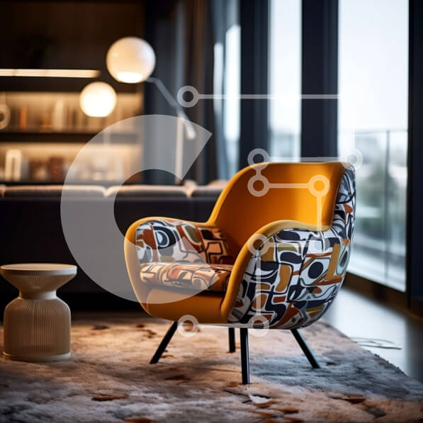 Intra Συλλεκτικό Ξύλινο Παζλ Plywood  4mm - Κομψό και άνετο σαλόνι με κίτρινη πολυθρόνα Σε Ξύλινο Κουτί - Διαστάσεις Puzzle: 10x10 cm – 25 κομμάτια