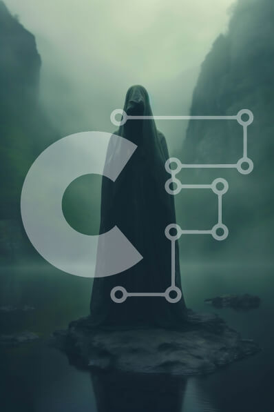 Σετ των 2 Intra Συλλεκτικό Ξύλινο Παζλ Plywood  4mm - Σκοτεινή φιγούρα που στέκεται σε έναν βράχο στη μέση μιας ομιχλώδους λίμνης Σε Ξύλινο Κουτί - Διαστάσεις: 10x10 cm – 25 κομμάτια