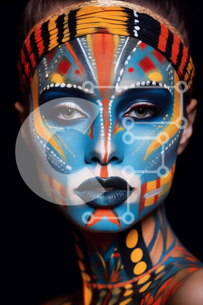 Intra Συλλεκτικό Ξύλινο Παζλ Plywood  4mm - Πολύχρωμη γυναίκα με κεφαλόδεσμο και κολιέ Σε Ξύλινο Κουτί - Διαστάσεις Puzzle: 10x10 cm – 25 κομμάτια