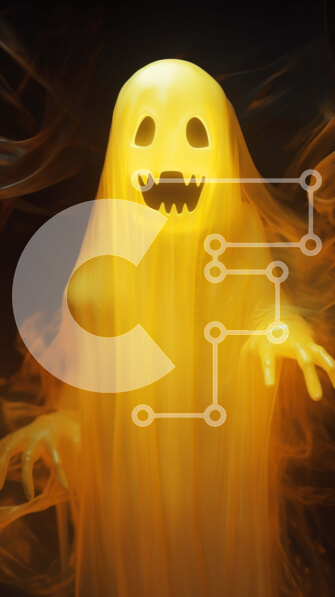 Intra Συλλεκτικό Ξύλινο Παζλ Plywood  4mm - Κίτρινο φάντασμα με φλόγες Σε Ξύλινο Κουτί - Διαστάσεις Puzzle: 10x10 cm – 25 κομμάτια