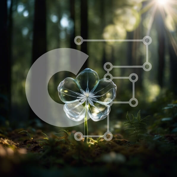 Intra Συλλεκτικό Ξύλινο Παζλ Plywood  4mm - Όμορφη εικόνα του διαυγούς πλαστικού λουλουδιού στο δάσος με το φως του ήλιου Σε Ξύλινο Κουτί - Διαστάσεις: 10x10 cm – 25 κομμάτια