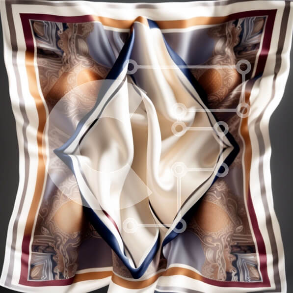 Σετ των 2 Intra Συλλεκτικό Ξύλινο Παζλ Plywood  4mm - Κομψό λευκό και μπεζ μεταξωτό φουλάρι με γεωμετρικό σχέδιο Σε Ξύλινο Κουτί - Διαστάσεις: 10x10 cm – 25 κομμάτια