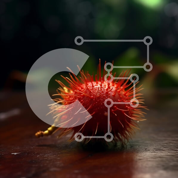 Σετ των 2 Intra Συλλεκτικό Ξύλινο Παζλ Plywood  4mm - Όμορφη εικόνα του κόκκινου φρούτου Rambutan σε ένα ξύλινο τραπέζι Σε Ξύλινο Κουτί - Διαστάσεις: 10x10 cm – 25 κομμάτια