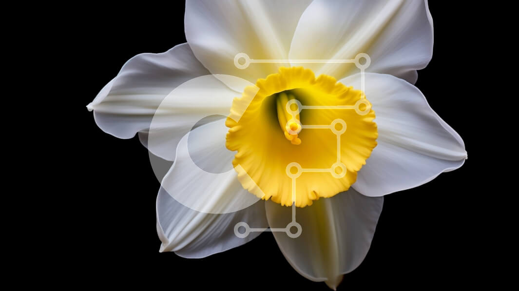 Intra Συλλεκτικό Ξύλινο Παζλ Plywood  4mm - Κοντινό πλάνο ενός λευκού και κίτρινου λουλουδιού σε μαύρο φόντο Σε Ξύλινο Κουτί - Διαστάσεις: 10x10 cm – 25 κομμάτια