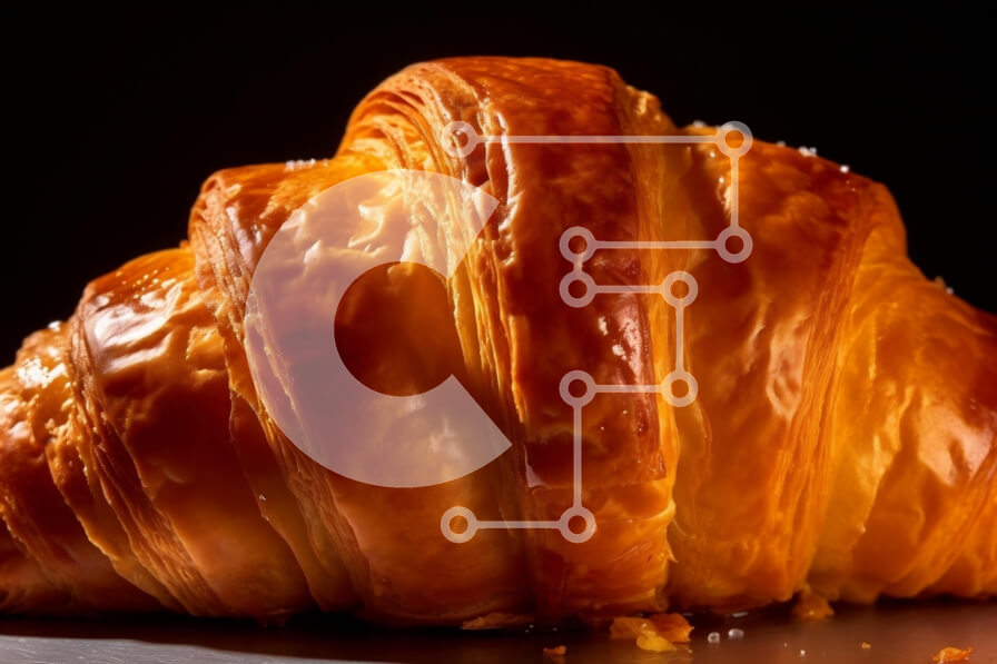 Σετ των 2 Intra Συλλεκτικό Ξύλινο Παζλ Plywood  4mm - Νόστιμη εικόνα ενός κρουασάν με χρυσαφένιο καφέ Σε Ξύλινο Κουτί - Διαστάσεις: 10x10 cm – 25 κομμάτια