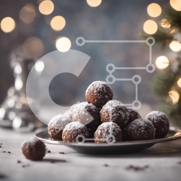 Σετ των 2 Intra Συλλεκτικό Ξύλινο Παζλ Plywood  4mm - Πιάτο με σοκολατένιες μπάλες με ζάχαρη άχνη Σε Ξύλινο Κουτί - Διαστάσεις: 10x10 cm – 25 κομμάτια