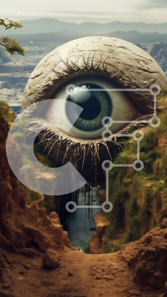 Intra Συλλεκτικό Ξύλινο Παζλ Plywood  4mm - Μυστηριώδης και σουρεαλιστική εικόνα ενός ματιού στην έρημο Σε Ξύλινο Κουτί - Διαστάσεις Puzzle: 10x10 cm – 25 κομμάτια